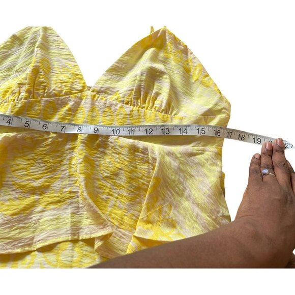 Future Collective Babydoll Yellow Maxi Dress Adjustable Straps & Ruffle Details - Picture 9 of 12